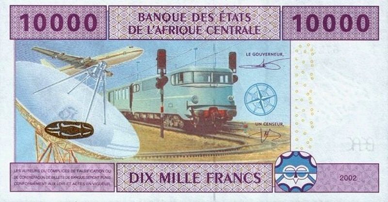 Back of Central African States p110Tc: 10000 Francs from 2002