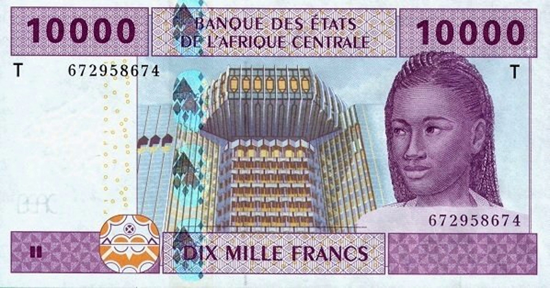 Front of Central African States p110Tc: 10000 Francs from 2002