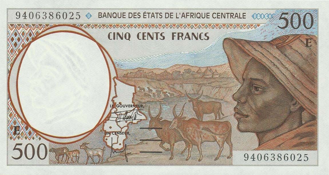 Front of Central African States p201Eb: 500 Francs from 1994