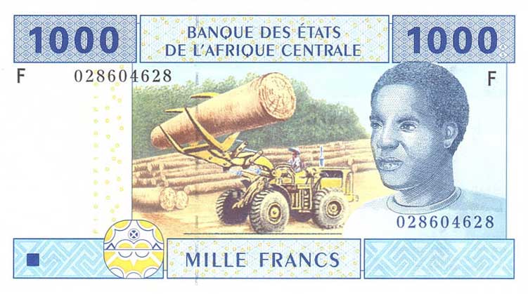 Front of Central African States p307Ma: 1000 Francs from 2002