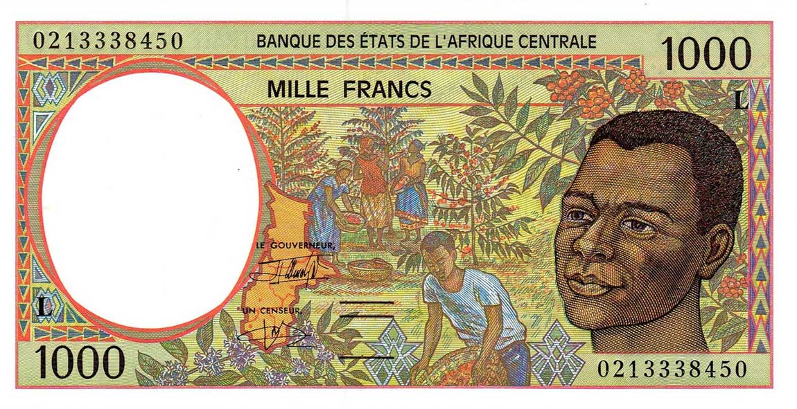 Front of Central African States p402Lh: 1000 Francs from 2002