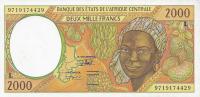 p403Ld from Central African States: 2000 Francs from 1997