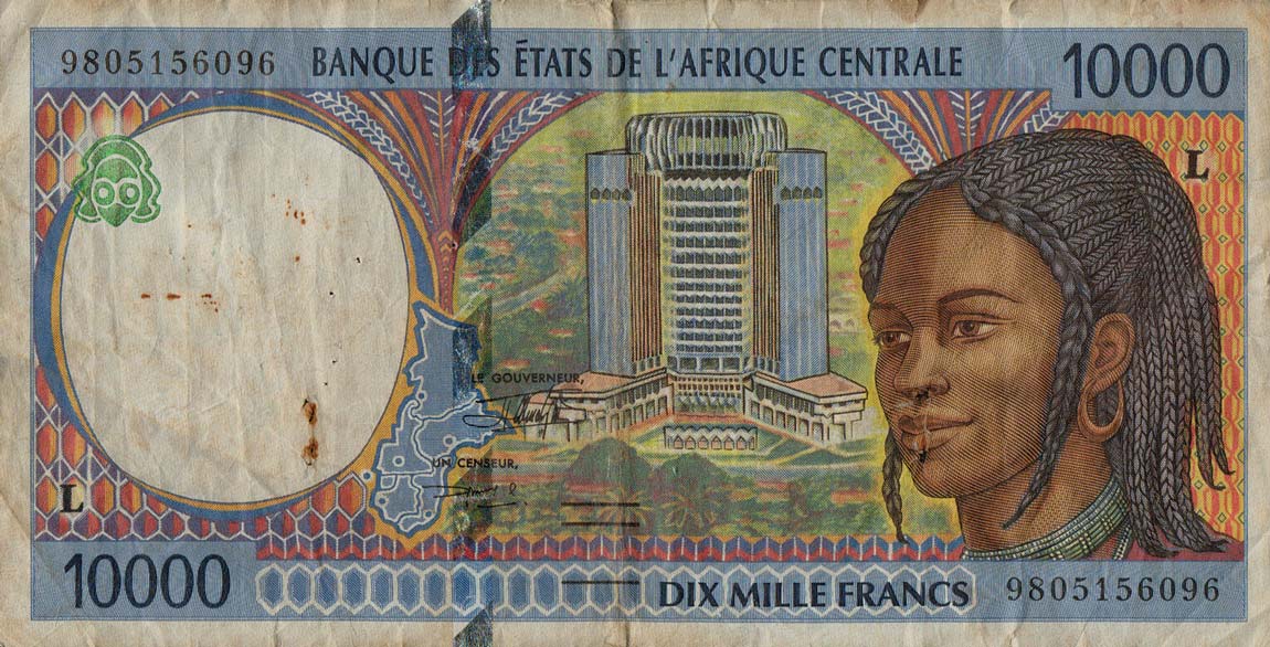 Front of Central African States p405Ld: 10000 Francs from 1998