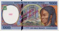 p405Ls from Central African States: 10000 Francs from 1994