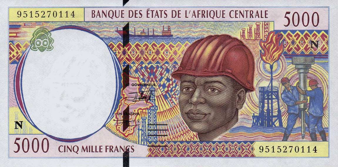 Front of Central African States p504Nb: 5000 Francs from 1995