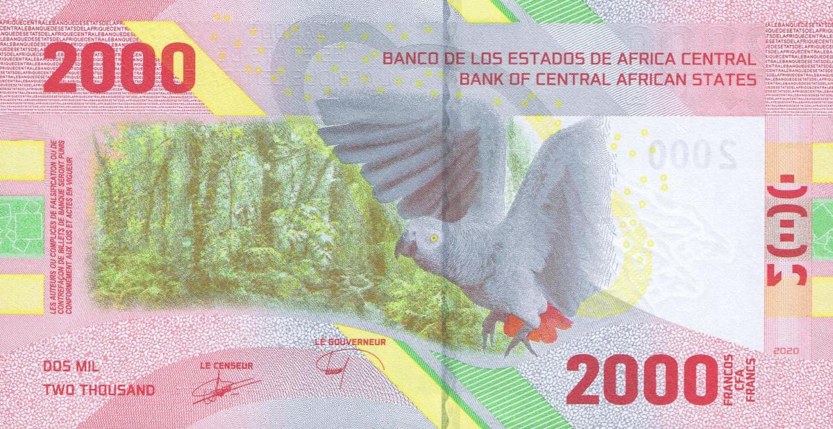 Back of Central African States p702a: 2000 Francs from 2020