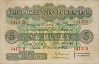 p23b from Ceylon: 5 Rupees from 1936