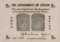 p42b from Ceylon: 5 Cents from 1942