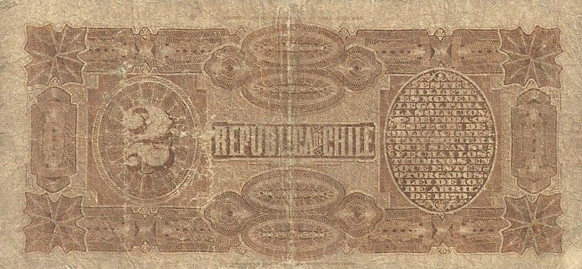 Back of Chile p12a: 2 Pesos from 1885