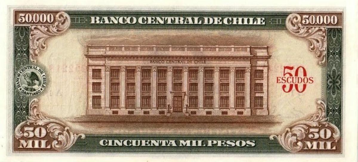 Back of Chile p133: 50 Escudos from 1960