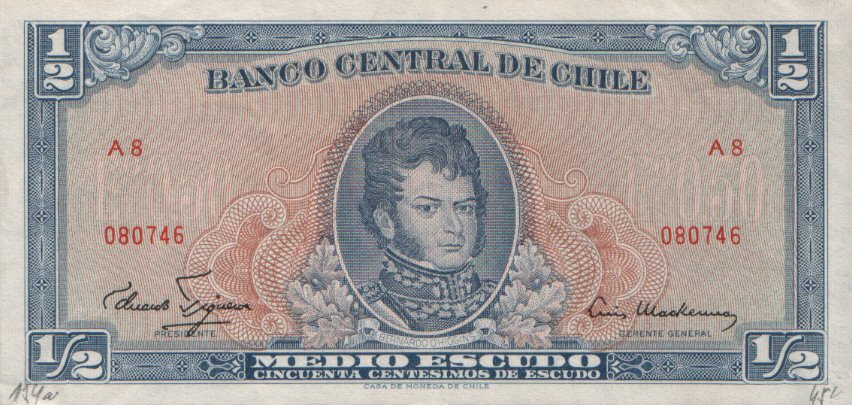 Front of Chile p134a: 0.5 Escudo from 1962