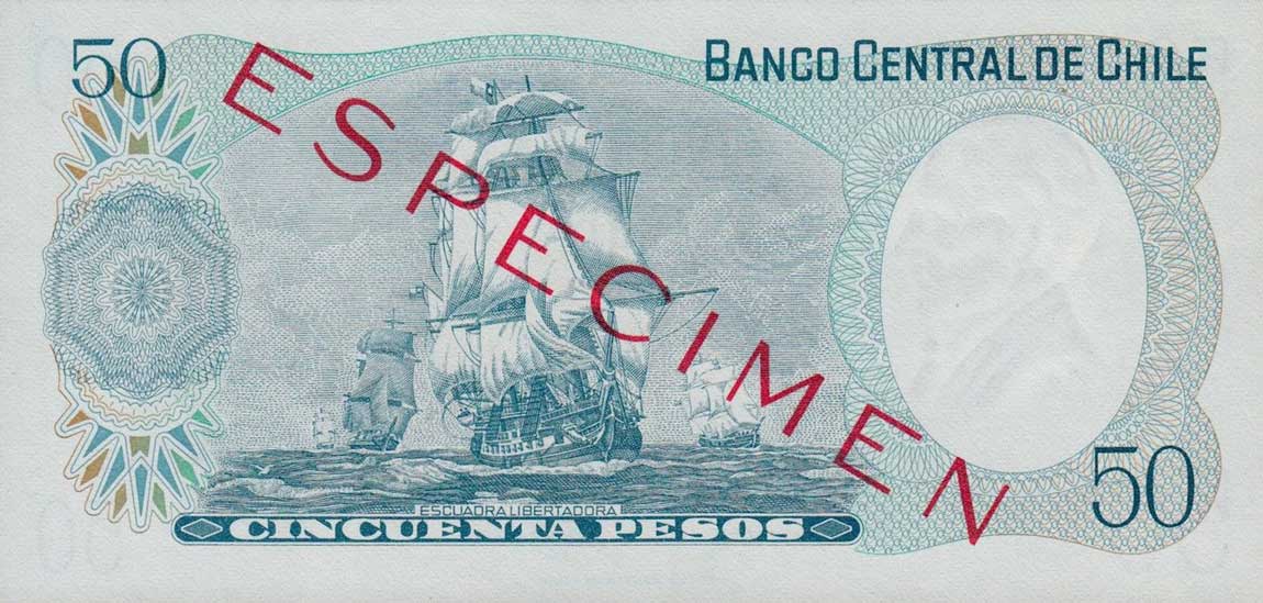 Back of Chile p151s: 50 Pesos from 1975