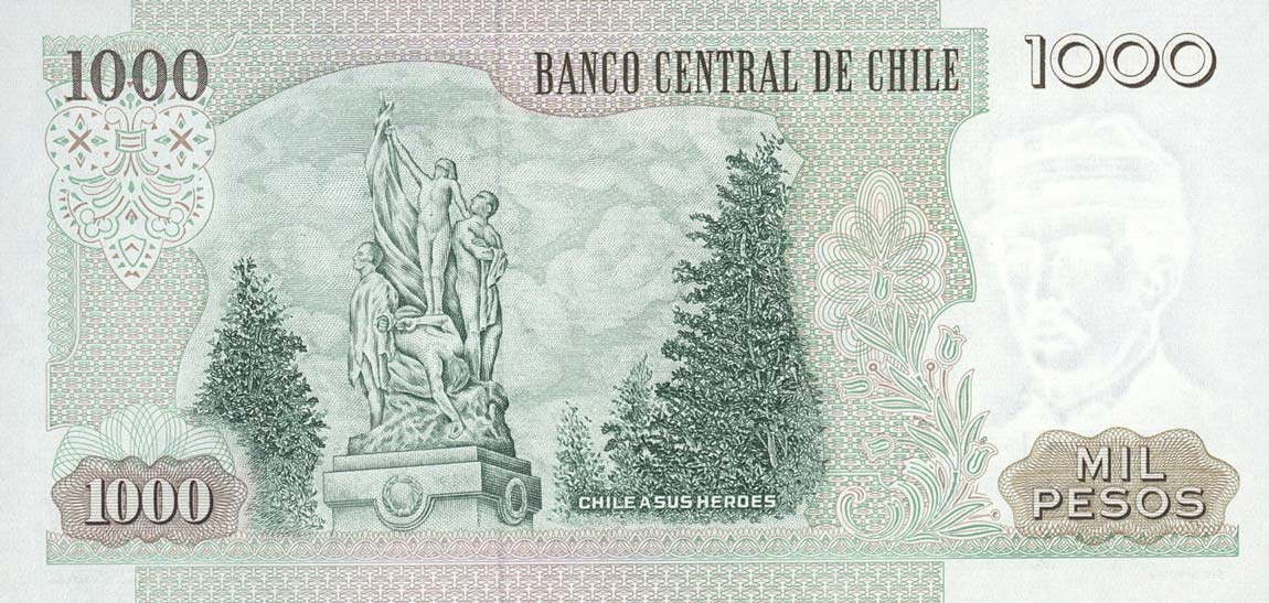 Back of Chile p154e: 1000 Pesos from 1991