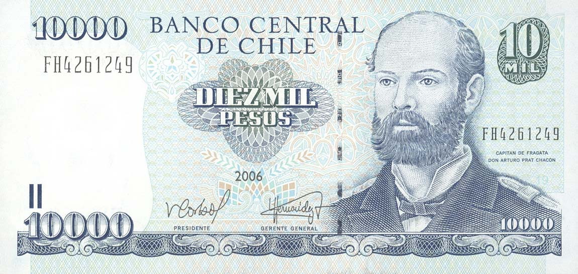 Front of Chile p157c: 10000 Pesos from 2001