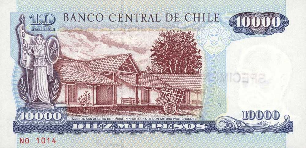 Back of Chile p157s: 10000 Pesos from 1998