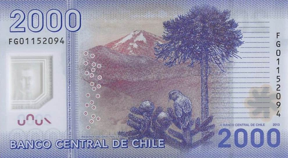 Back of Chile p162c: 2000 Pesos from 2013