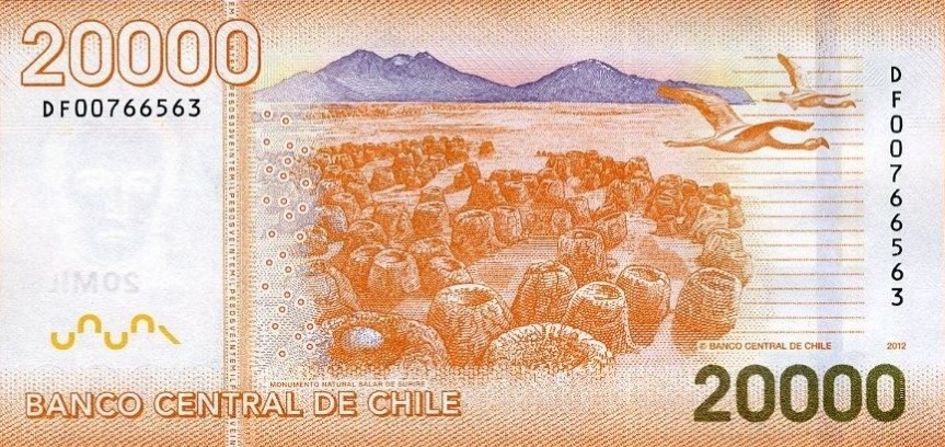 Back of Chile p165c: 20000 Pesos from 2012