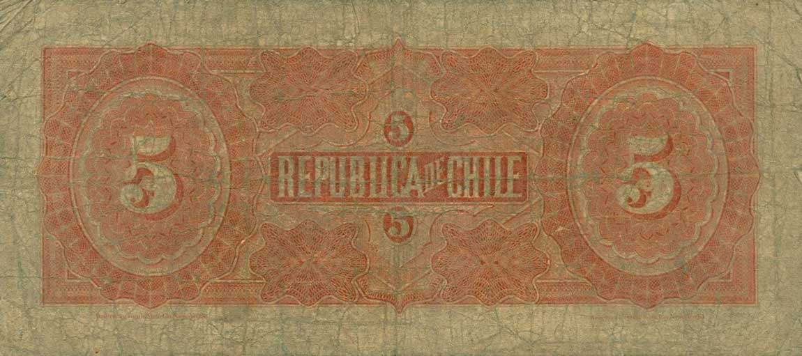 Back of Chile p19a: 5 Pesos from 1906