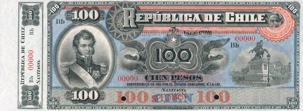 Front of Chile p26s1: 100 Pesos from 1906