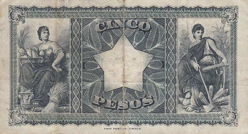 Back of Chile p60: 5 Pesos from 1918