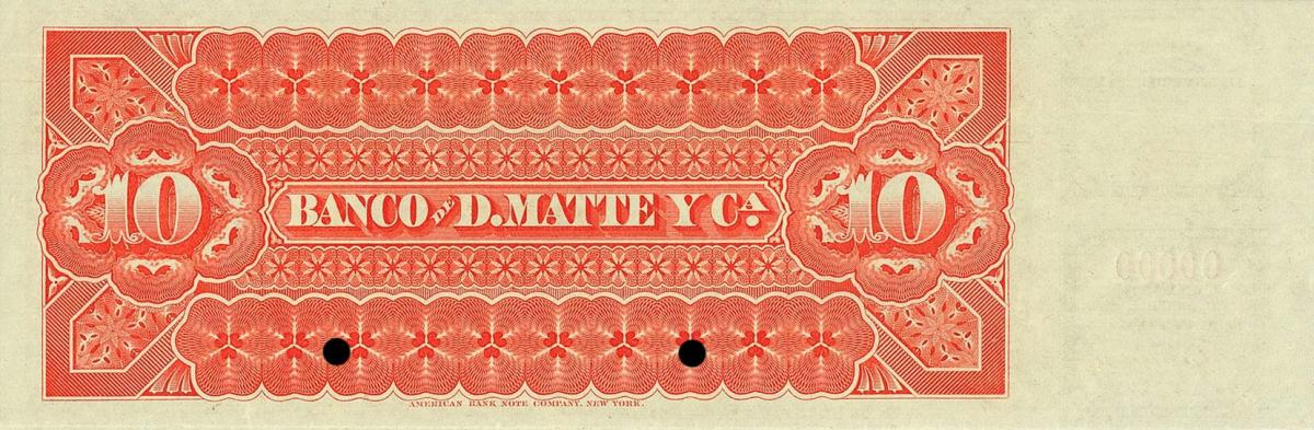 Back of Chile pS278s: 10 Pesos from 1888