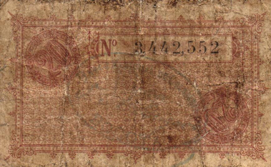 Back of Colombia p122: 20 Centavos from 1876
