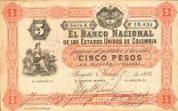 p135 from Colombia: 5 Pesos from 1881
