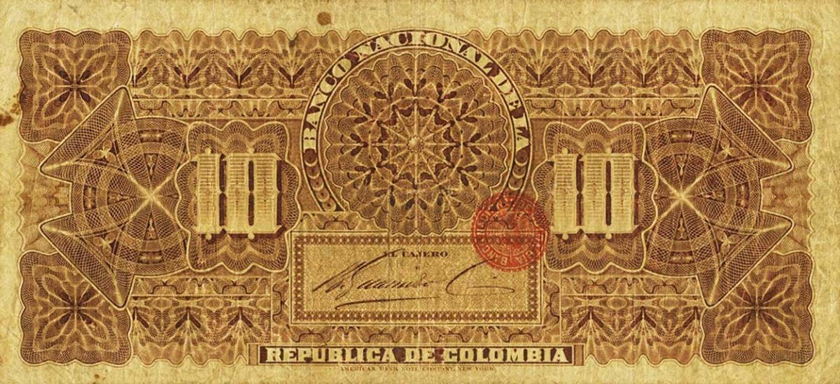 Back of Colombia p216a: 10 Pesos from 1888