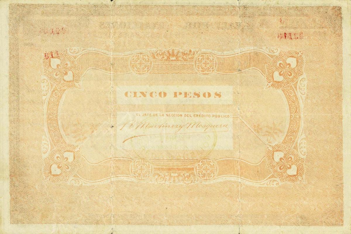 Back of Colombia p298: 5 Pesos from 1907