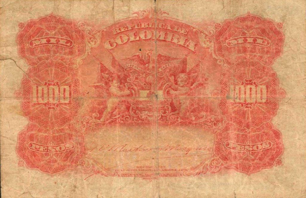 Back of Colombia p316a: 1000 Pesos from 1908