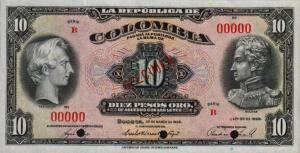 Gallery image for Colombia p342s: 10 Pesos Oro