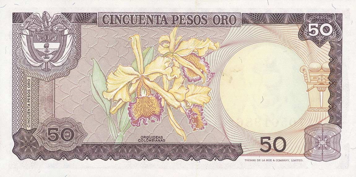 Back of Colombia p414: 50 Pesos Oro from 1973