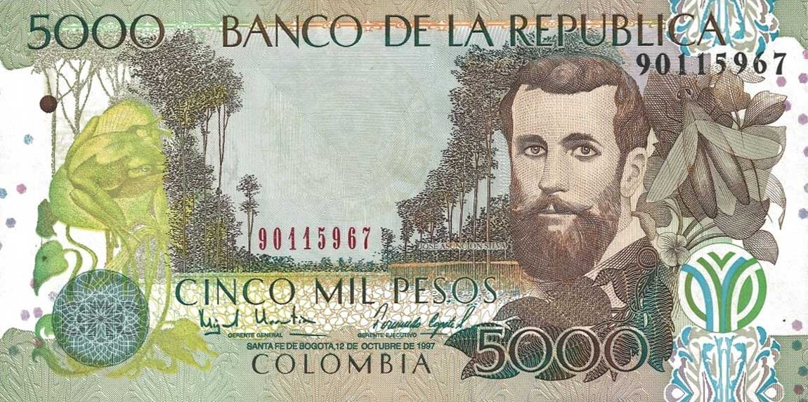 Front of Colombia p447a: 5000 Pesos from 1997