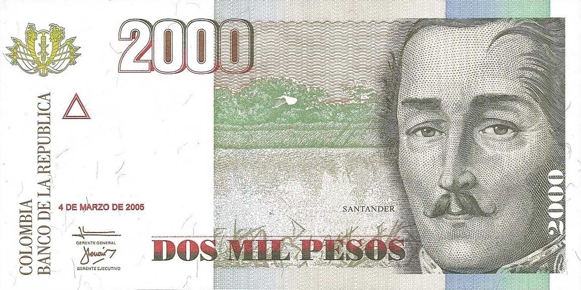 Front of Colombia p451j: 2000 Pesos from 2005
