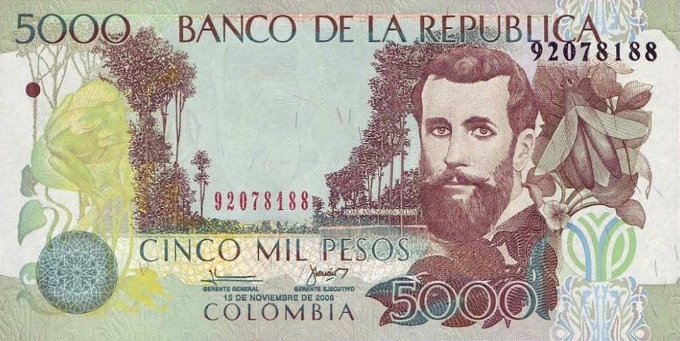 Front of Colombia p452h: 5000 Pesos from 2006