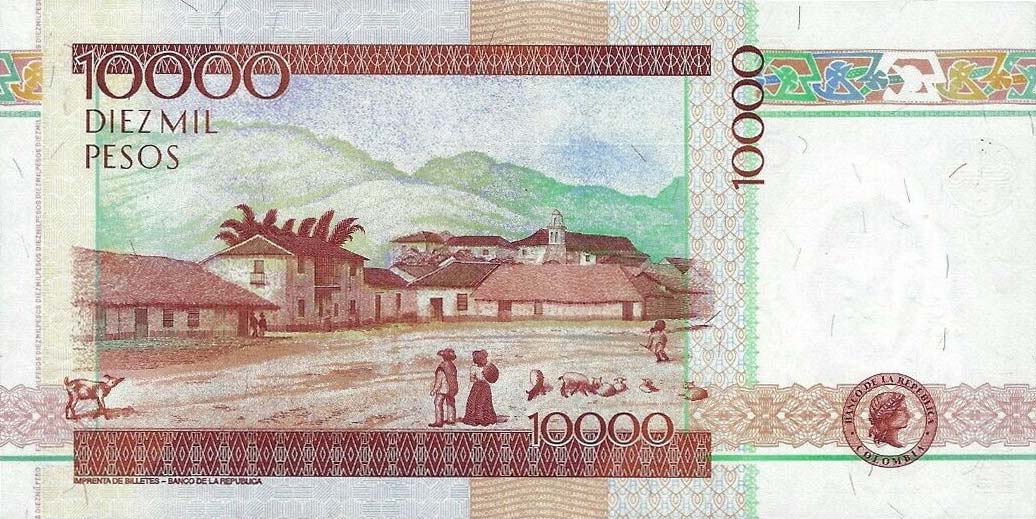 Back of Colombia p453q: 10000 Pesos from 2013