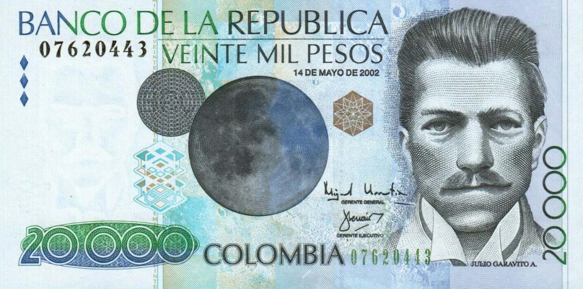 Front of Colombia p454d: 20000 Pesos from 2002
