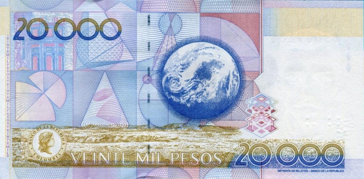 Back of Colombia p454q: 20000 Pesos from 2008