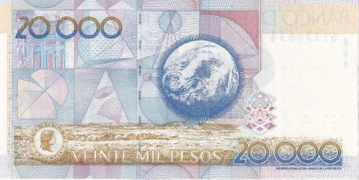 Back of Colombia p454x: 20000 Pesos from 2012