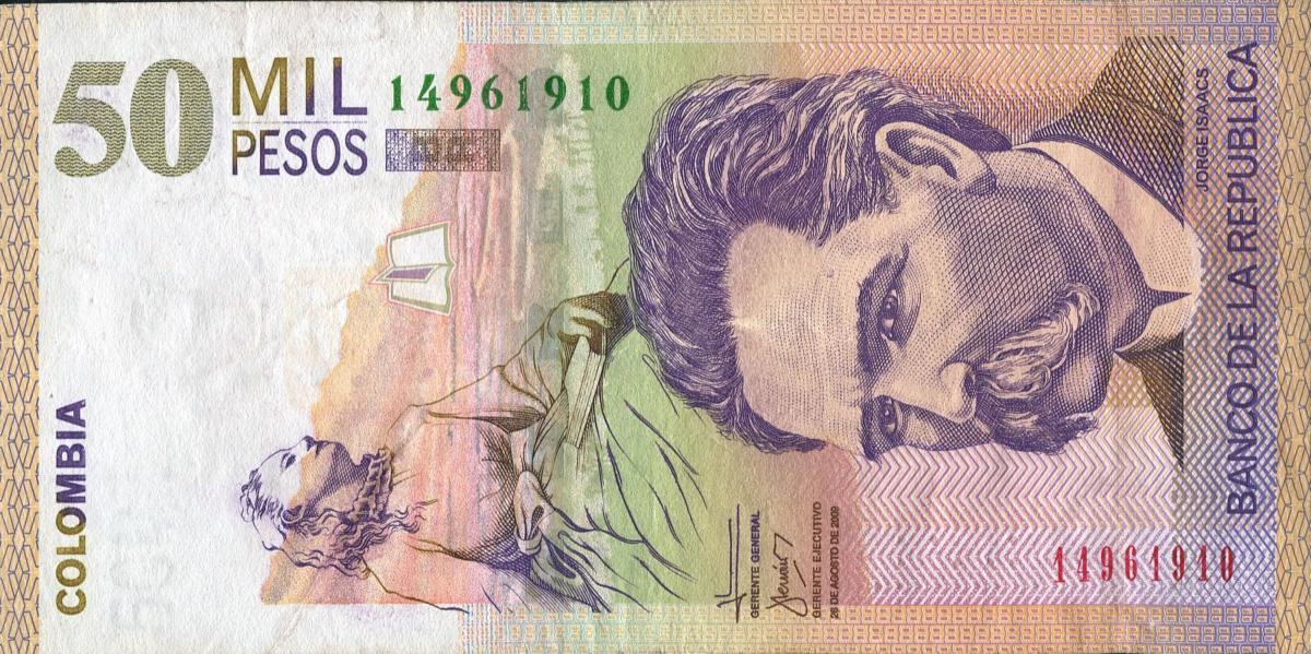 Front of Colombia p455n: 50000 Pesos from 2009