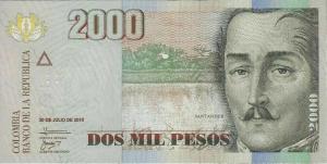 Gallery image for Colombia p457p: 2000 Pesos