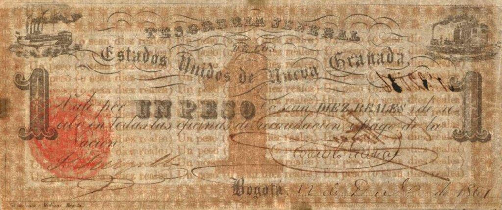 Front of Colombia p61: 1 Peso from 1860