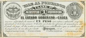 pS141a from Colombia: 1 Peso from 1882