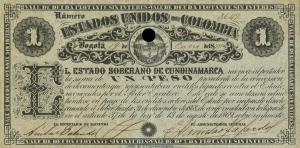 pS156 from Colombia: 1 Peso from 1869