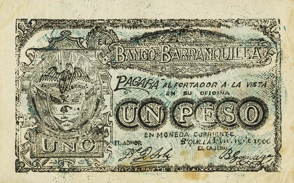 Front of Colombia pS248: 1 Peso from 1900