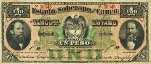 pS449a from Colombia: 1 Peso from 1887