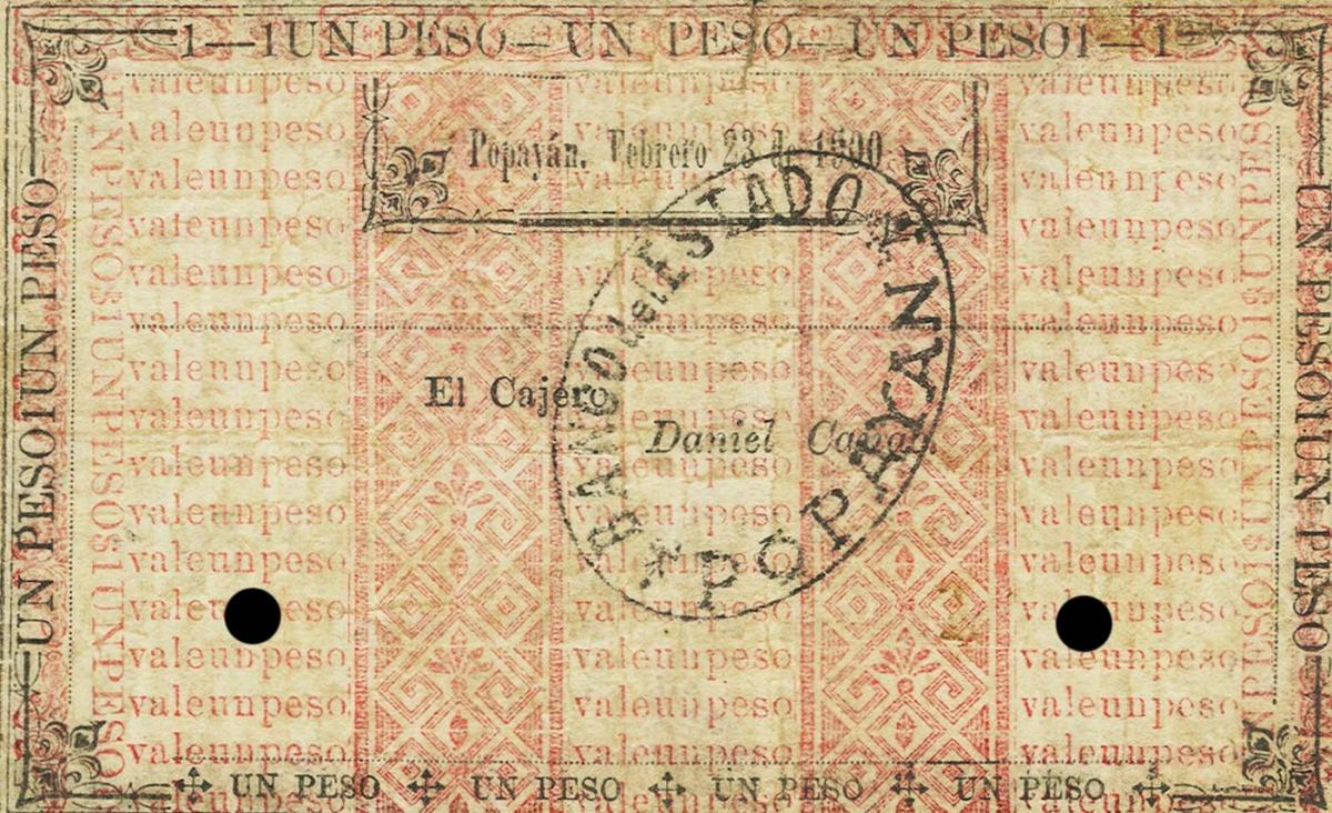Back of Colombia pS481a: 1 Peso from 1900