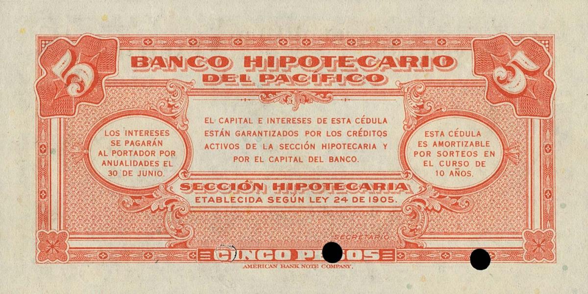 Back of Colombia pS523s: 5 Pesos from 1921