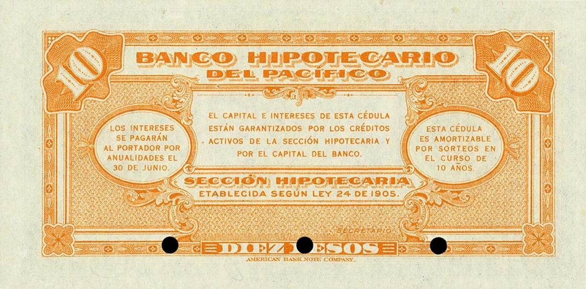 Back of Colombia pS524s: 10 Pesos from 1920