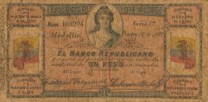 pS606 from Colombia: 1 Peso from 1899